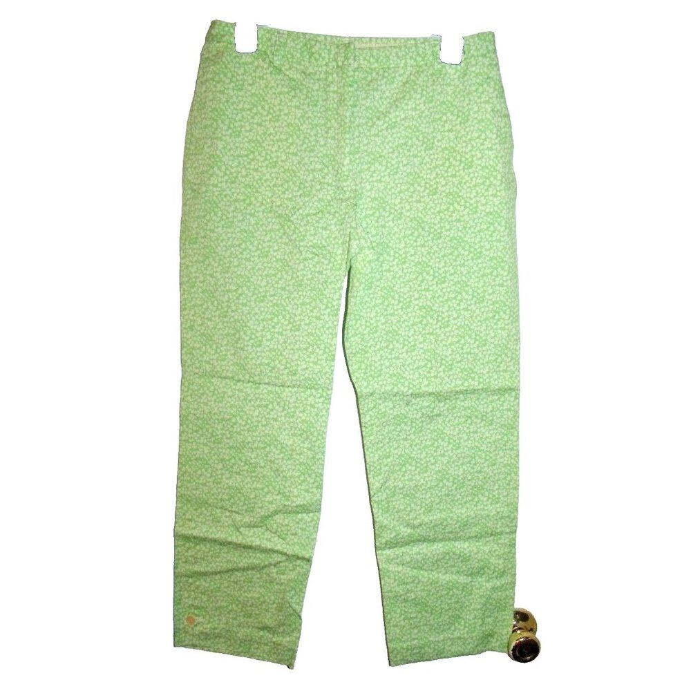 J.Crew Favorite Fit Green White Leaf Print Capri Pants Womens 6 Cropped Straight